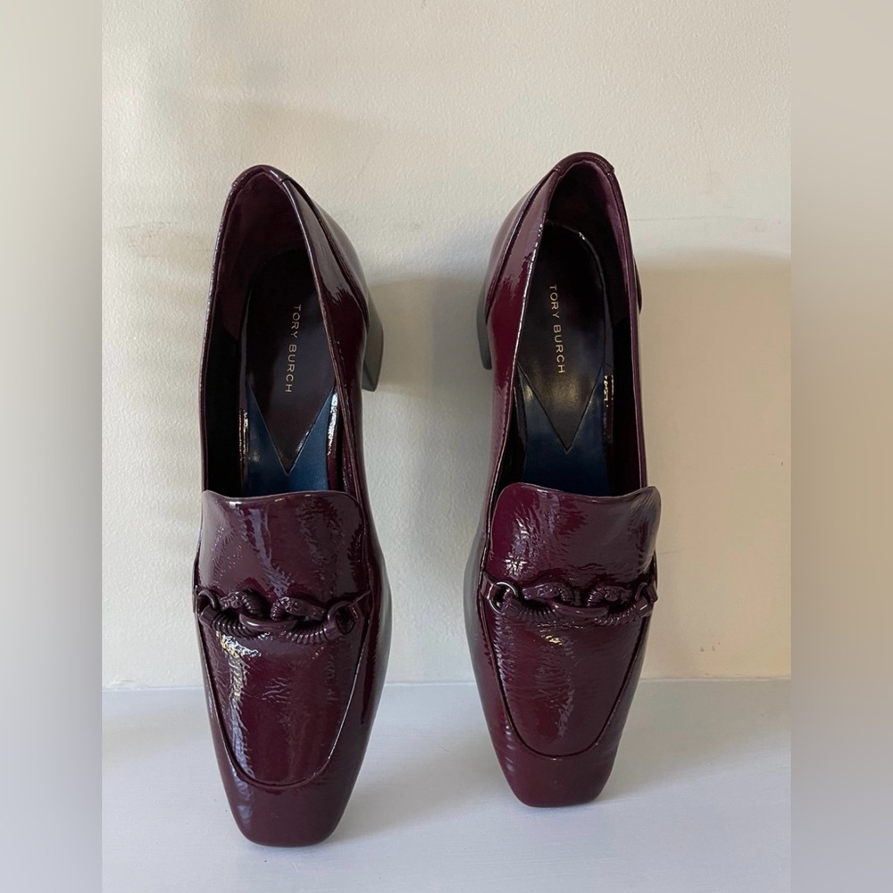 Tory Burch JESSA HEELED LOAFER in Burgundy Size 8.5 New with Tag - Picture 5 of 8